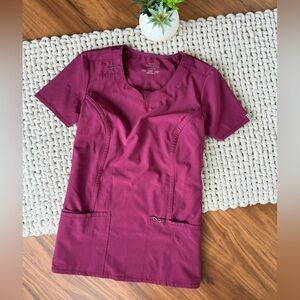 Cherokee | Women’s Infinity Split Round Neck Scrub Top in Maroon | X-Small